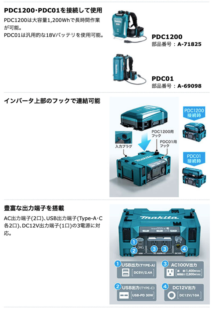 タナカ金物プロ-マキタ BAC01 DCACインバータ（AC電源変換器）【正規